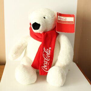 Coca Cola Polar Bear Stuffed Sits 9" Tall Tag